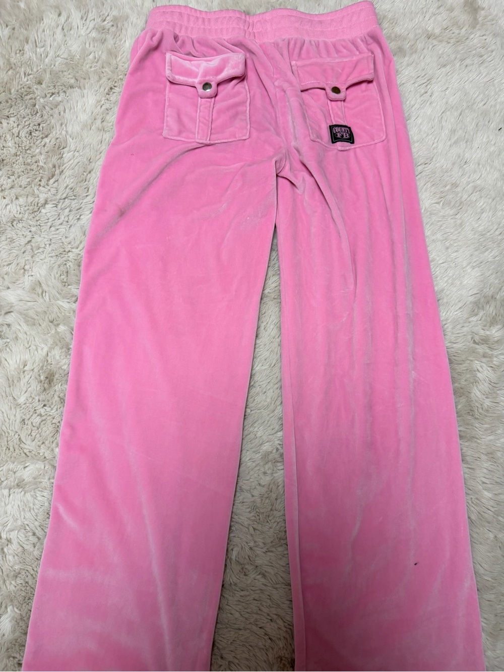 Girls' Pink Velour Lounge Joggers with Back Flap Pockets